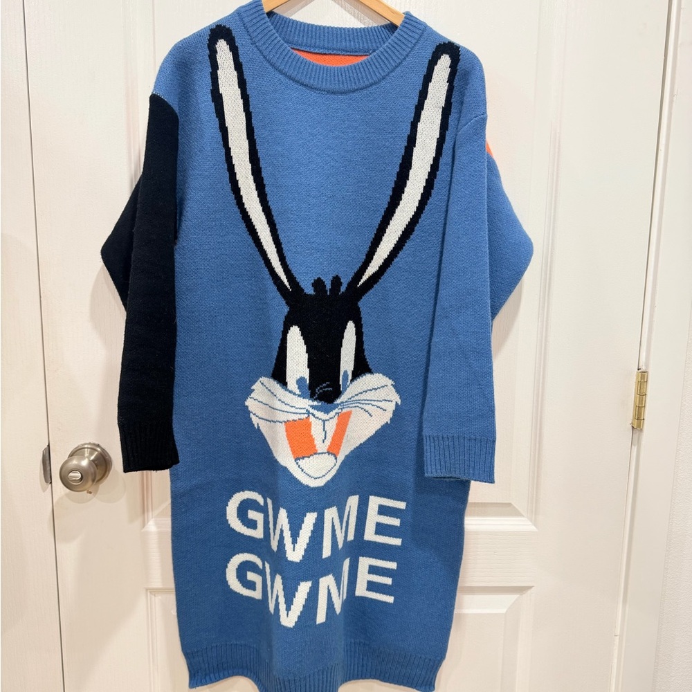 Blue Bugs Bunny Sweater Dress